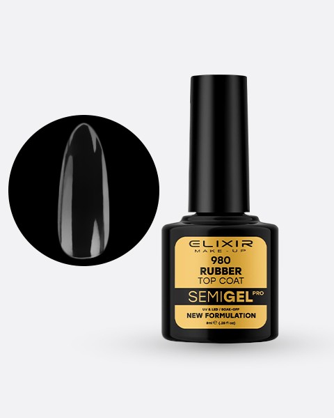 Elixir Semi Gel Ημιμόνιμο Βερνίκι 8ml – #980 (RUBBER TOP COAT – NO WIPE)