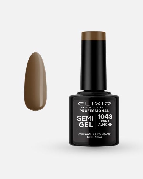 Elixir Semi Gel Ημιμόνιμο Βερνίκι 8ml – #1043 (DARK ALMOND)
