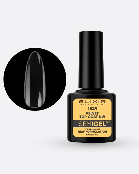 Elixir Semi Gel Ημιμόνιμο Βερνίκι 8ml – #1329 (VELVET MATTE TOP COAT NO WIPE)