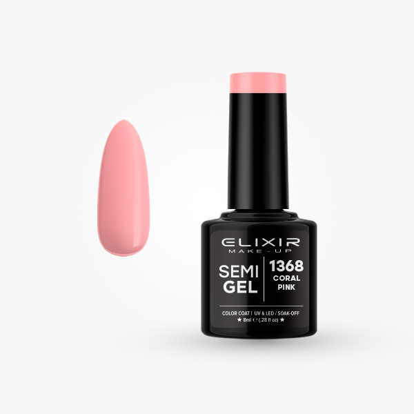 Elixir Semi Gel Ημιμόνιμο Βερνίκι 8ml – #1368 CORAL PINK