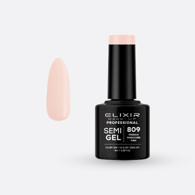 Elixir Semi Gel Ημιμόνιμο Βερνίκι 8ml – #809 (FRENCH MANICURE PINK)