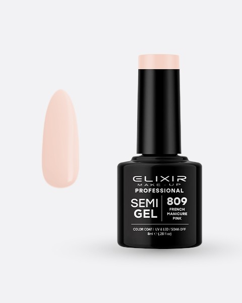 Elixir Semi Gel Ημιμόνιμο Βερνίκι 8ml – #809 (FRENCH MANICURE PINK)