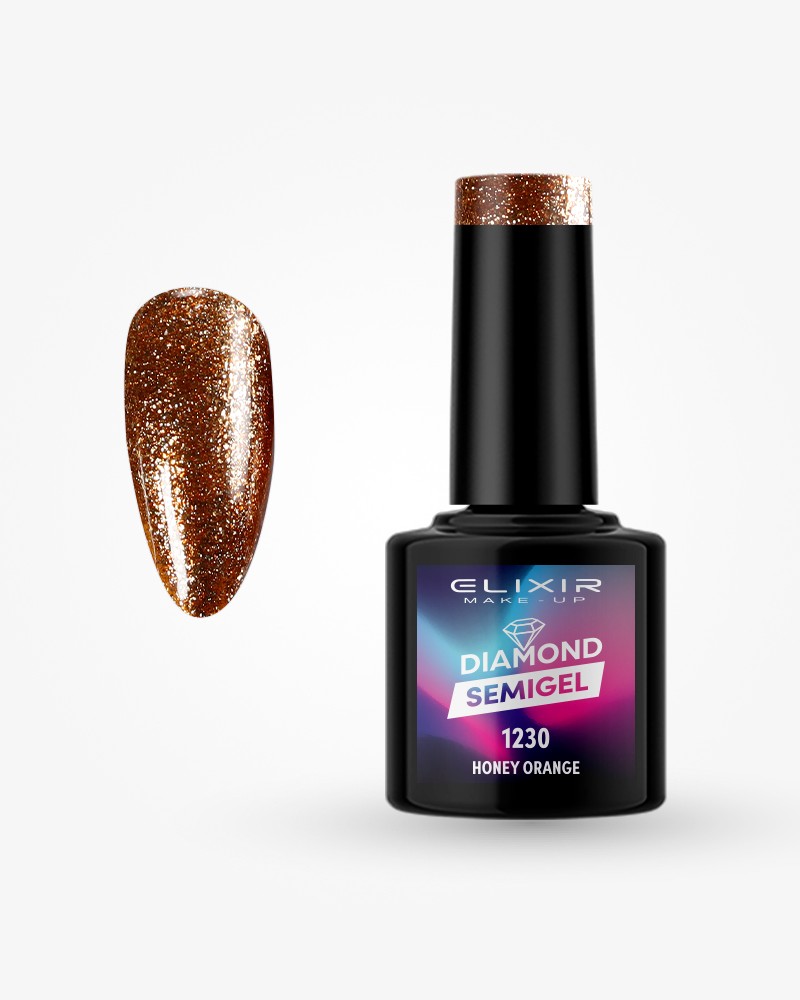 Elixir Semi Gel Ημιμόνιμο Βερνίκι LASER DIAMOND 8ml – #1230 (HONEY ORANGE)