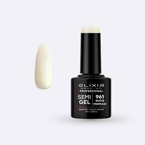 Elixir Semi Gel Ημιμόνιμο Βερνίκι 8ml – #961 (WHITE MERMAID)