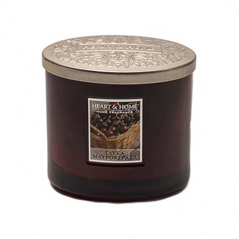 Heart and Home Αρωματικό Κερί με Διπλό Φυτίλι 40h 230gr #Γλυκά Μαυροκέρασα
