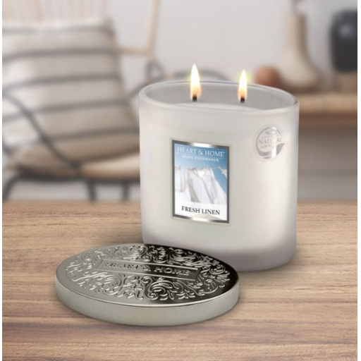 Heart and Home Αρωματικό Κερί με Διπλό Φυτίλι 40h 230gr #Δροσερό Λινό