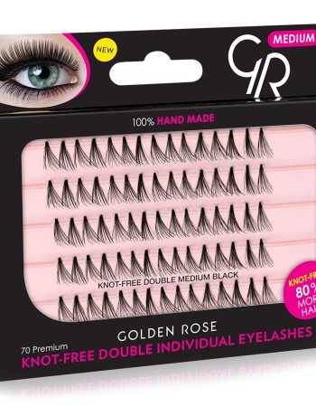 Golden Rose Knot Free Double Individual Eyelashes - Medium