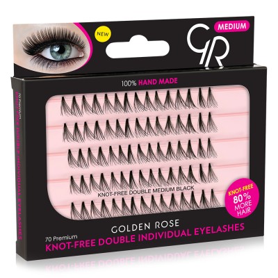 Golden Rose Knot Free Double Individual Eyelashes - Medium