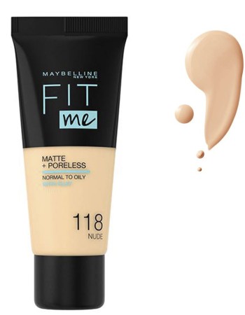 Maybelline Fit Me Matte + Poreless Foundation 30ml #118 Nude