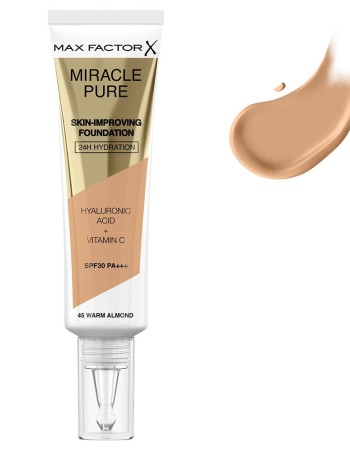 Max Factor Miracle Miracle Pure SPF30 Skin Improving Foundation 30ml - 045 Warm Almond