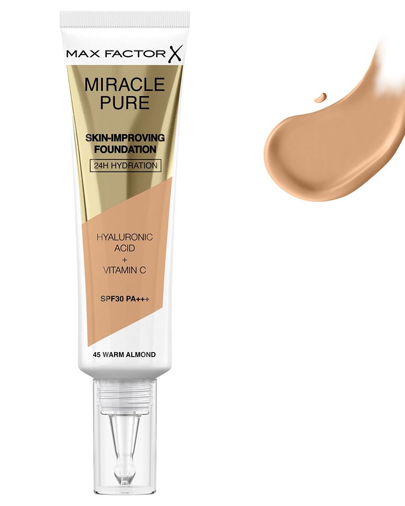 Max Factor Miracle Miracle Pure SPF30 Skin Improving Foundation 30ml - 045 Warm Almond