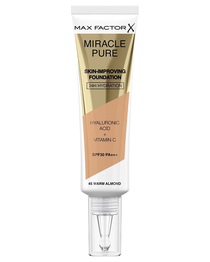 Max Factor Miracle Miracle Pure SPF30 Skin Improving Foundation 30ml - 045 Warm Almond