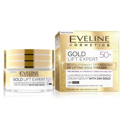 Eveline Gold Lift Expert Luxurious Multi-Nourishing Cream Serum Day And Night 50+ (50ml) Eveline Gold Lift Expert Luxurious Multi-Nourishing Cream Serum Day And Night 50+ (50ml)