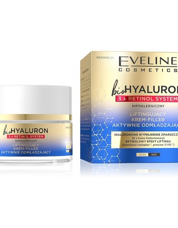 Eveline BioHyaluron 3 x Retinol System Lifting Actively Rejuvenating Day & Night Face Cream 50+ (50ml) Eveline BioHyaluron 3 x Retinol System Lifting Actively Rejuvenating Day & Night Face Cream 50+ (50ml)