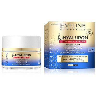 Eveline BioHyaluron 3 x Retinol System Multi Nourishing Intensely Restoring Day & Night Face Cream 60+ (50ml) Eveline BioHyaluron 3 x Retinol System Multi Nourishing Intensely Restoring Day & Night Face Cream 60+ (50ml)