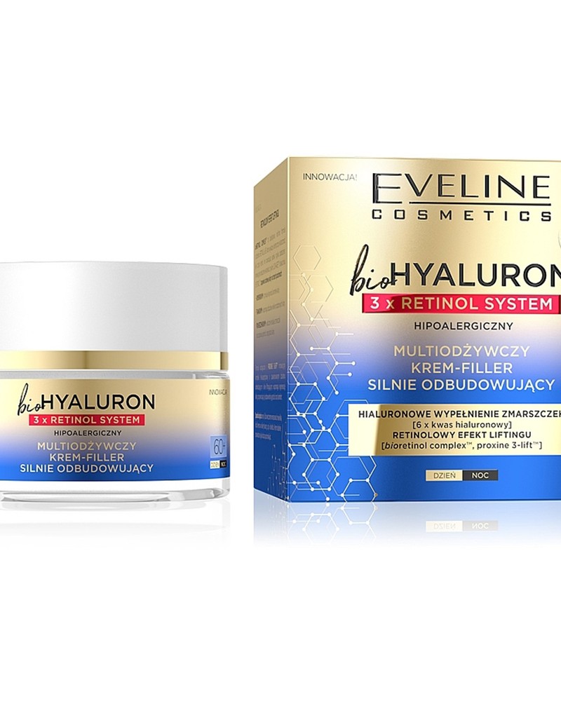 Eveline BioHyaluron 3 x Retinol System Multi Nourishing Intensely Restoring Day & Night Face Cream 60+ (50ml)