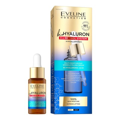 Eveline BioHyaluron 3 x Retinol System Multi-moisturizing wrinkle filling serum (18ml) Eveline BioHyaluron 3 x Retinol System Multi-moisturizing wrinkle filling serum (18ml)