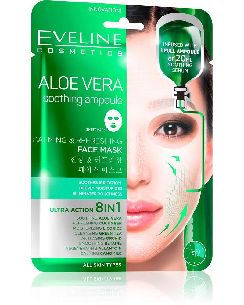 Eveline Aloe Vera Calming Refreshing Face Sheet Mask (20 ml)