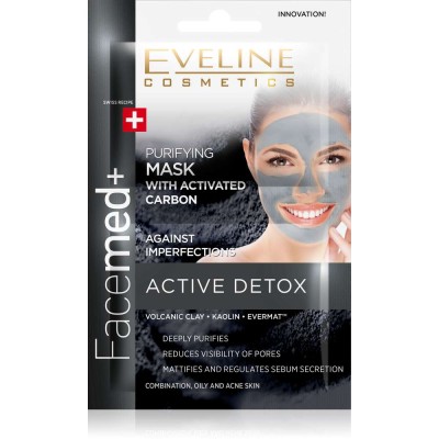Eveline Facemed+ Purifying Face Mask With Activated Carbon 2x5ml Eveline Facemed+ Purifying Face Mask With Activated Carbon 2x5ml