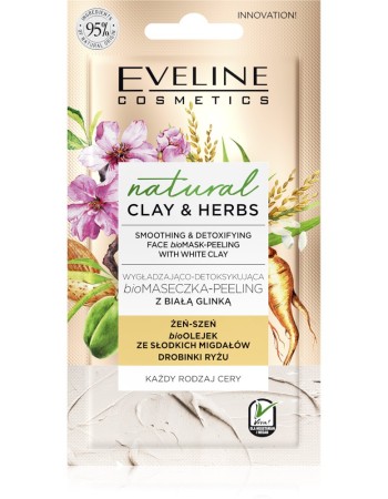 Eveline Natural Clay & Herbs Smoothing & Detoxifying Face Mask-Peeling White Clay (8 ml) Eveline Natural Clay & Herbs Smoothing & Detoxifying Face Mask-Peeling White Clay (8 ml)